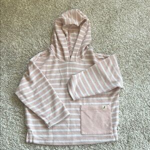 Kids Hooded Stripe Pullover - Pink & White
